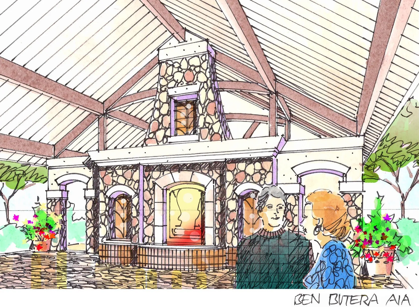 Florida award-winning architect Benjamin Butera home addition interior rendering and custom home renovation 3D model.