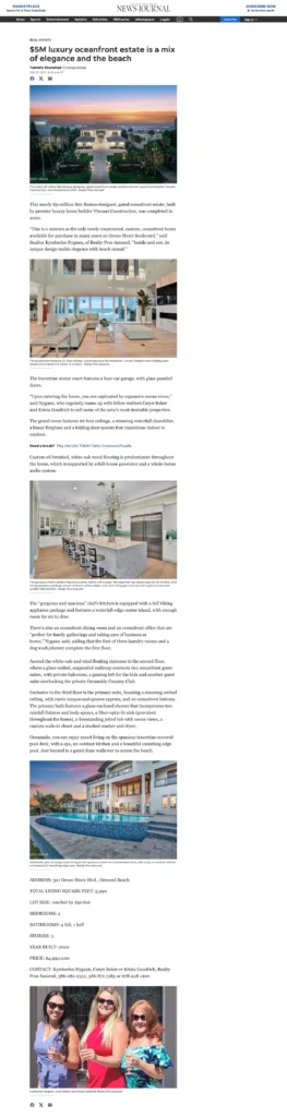 The Daytona Beach News-Journal - 5M luxury oceanfront estate is a mix of elegance and the beach