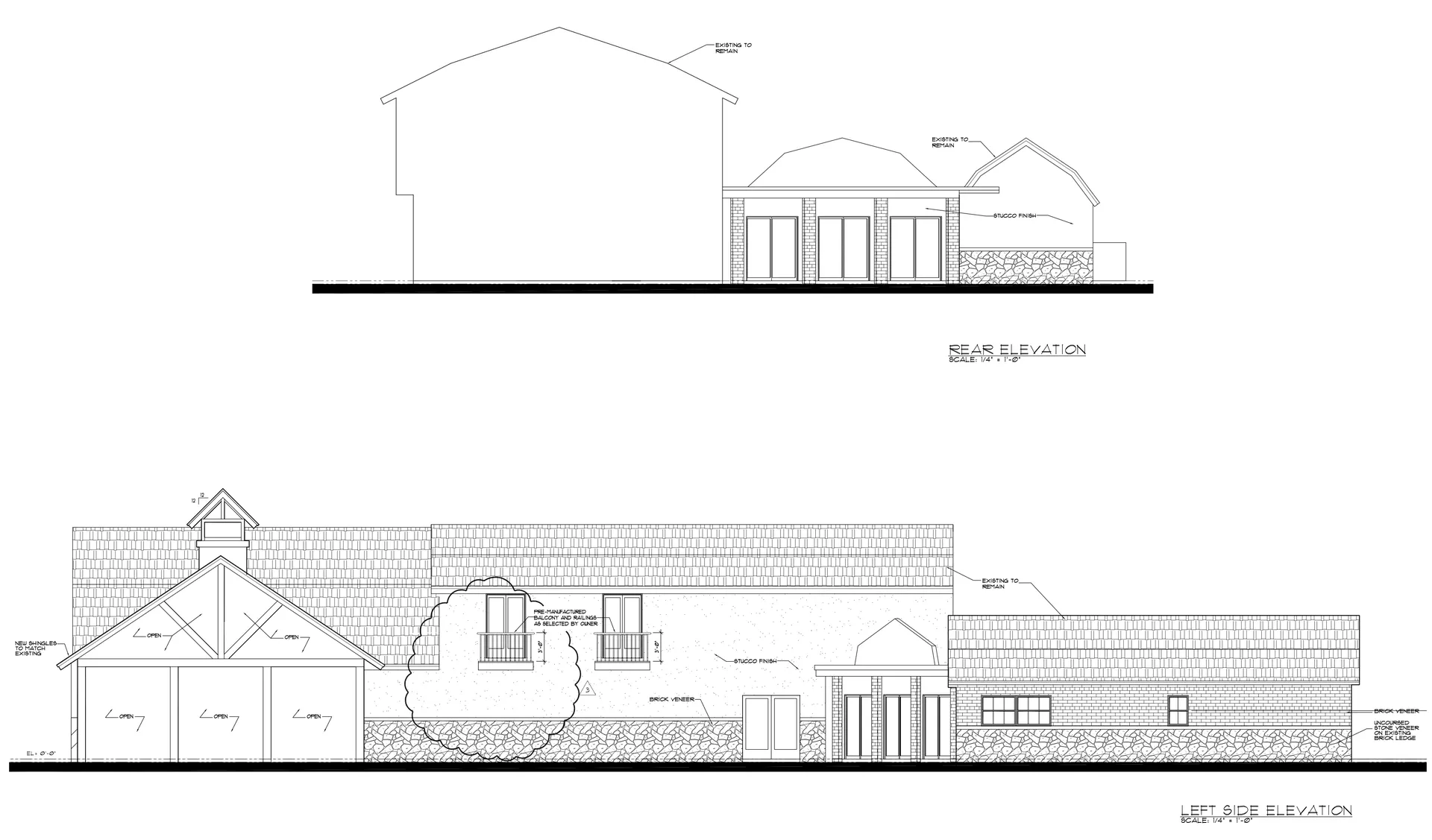 Exterior rendering of home renovation architectural design of Ben Butera home addition courtyard house plans with stone walls