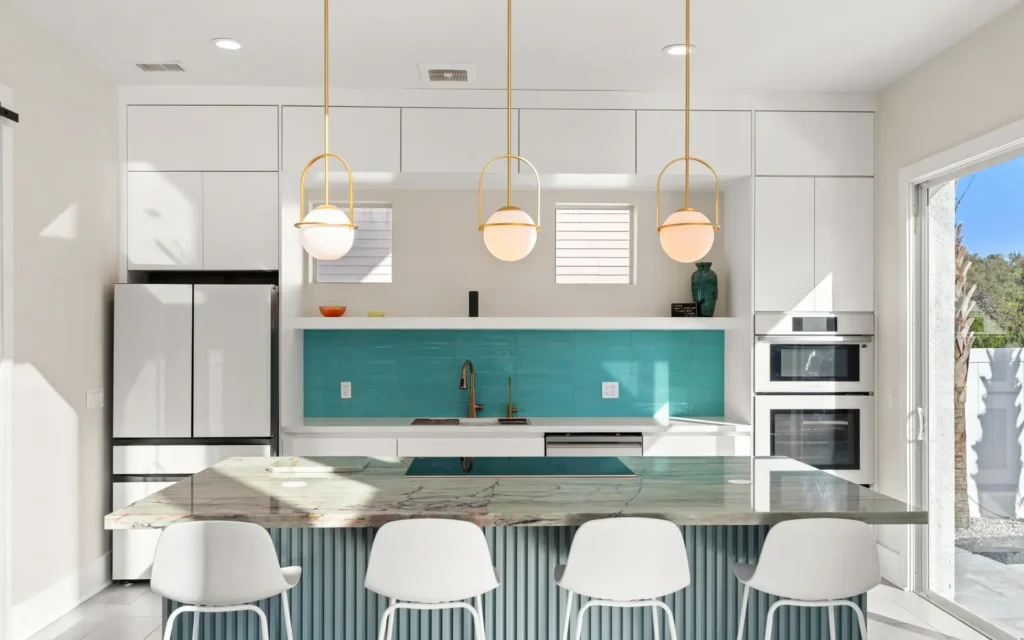 Green Design Custom Home Architecture Luxury Kitchen 1- Modern kitchen in custom-built passive house in Ormond-by-the-Sea by Benjamin P. Butera, the best architect near Palm Coast.