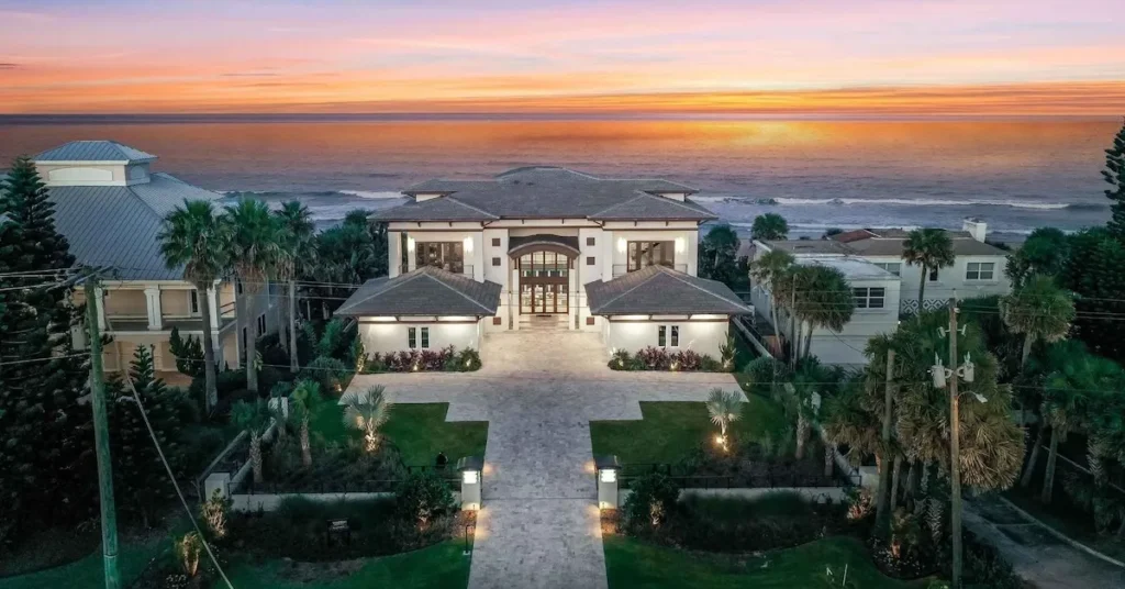 Volusia County top selling luxury oceanfront custom home with high return on investment, designed by architect Ben Butera.