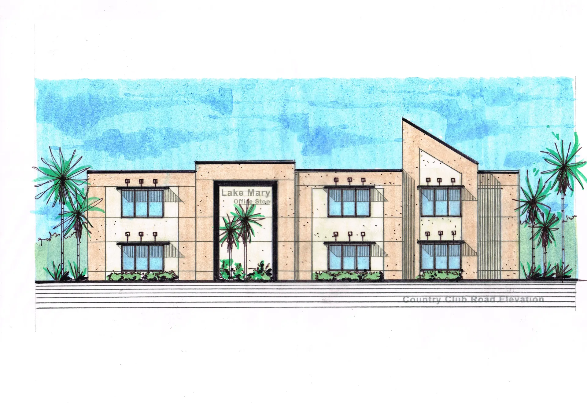 Smart office building in Lake Mary render by Benjamin P. Butera, top commercial building designer near in Longwood.