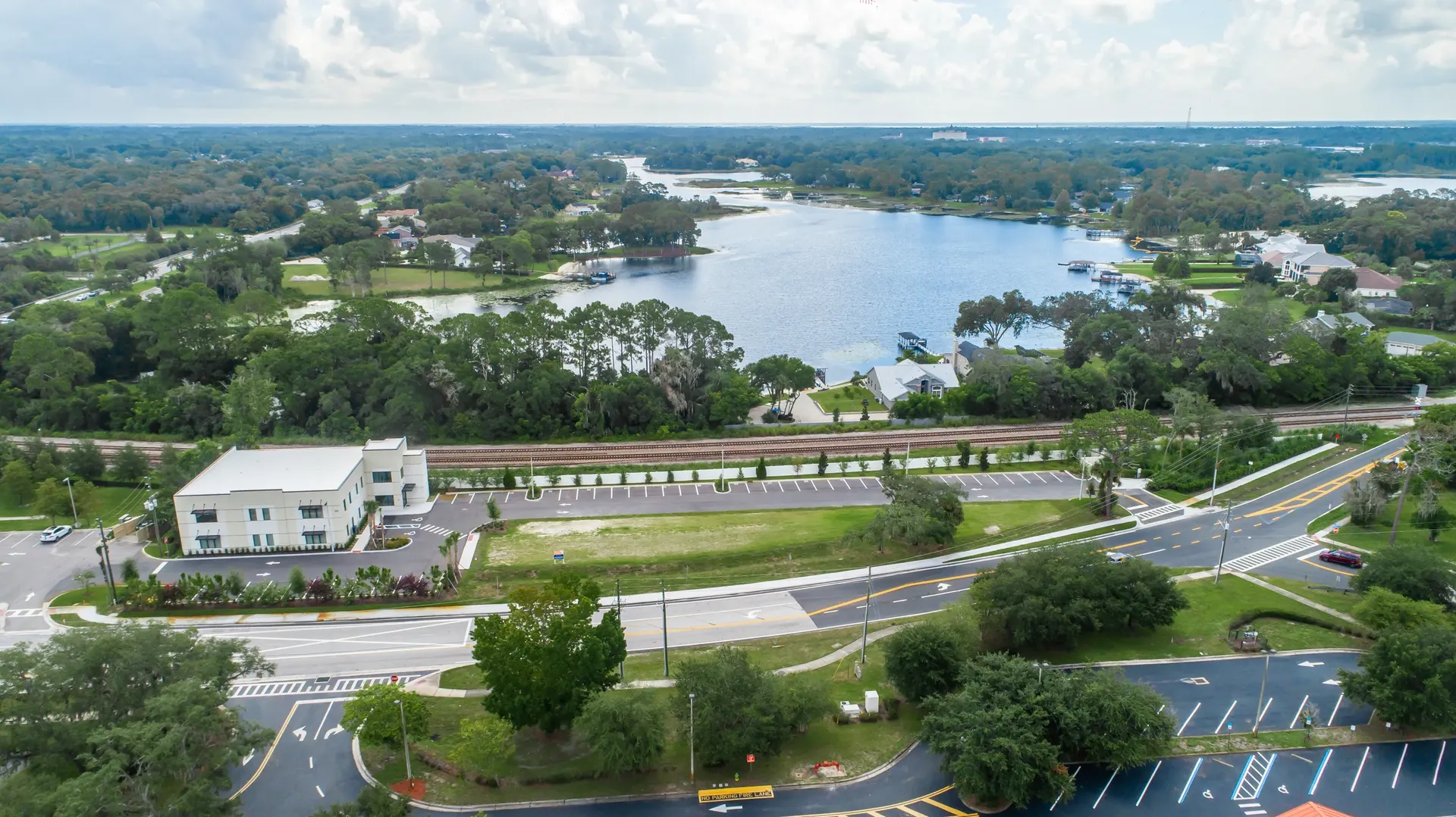 Smart office building near waterfront homes by Benjamin P. Butera, best commercial building architect near in Lake Mary.