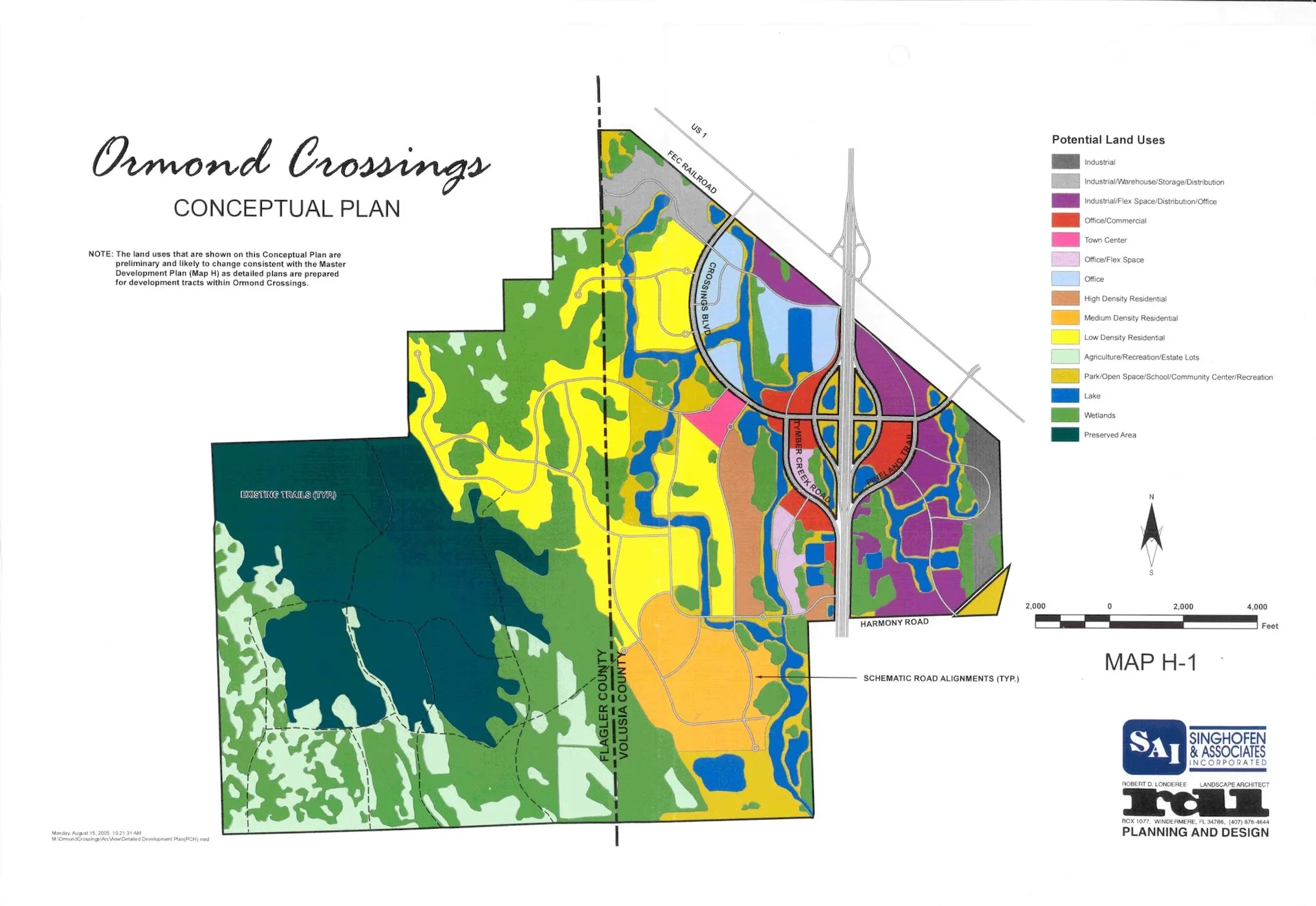 New Ormond Beach Interstate 95 highway planned community conceptual plan by Ben Butera, best Central Florida architect.